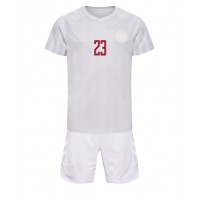 Dänemark Pierre-Emile Hojbjerg #23 Auswärts Trikotsatz Kinder WM 2022 Kurzarm (+ Kurze Hosen)
